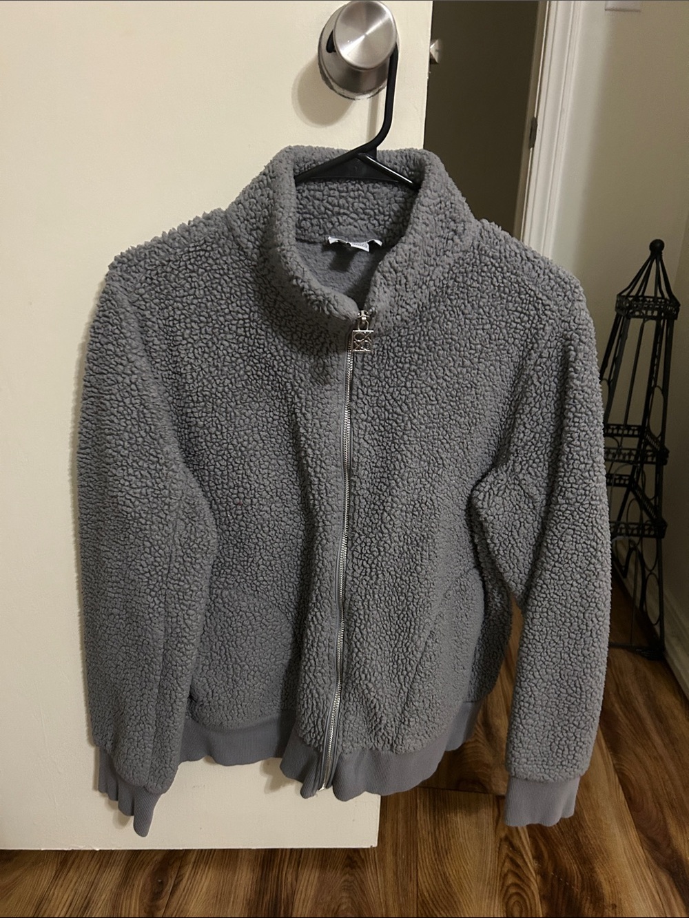 Calvin Klein Gray Sherpa Zip-Up Jacket